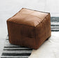 Square Leather Pouffe- Handmade, Supersoft Ottoman Decor, Versatile Foot Rest, Footstool, and Pouffe Seat for Balcony, Office, and Indoor Use