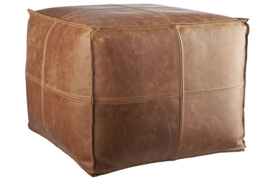 Square Leather Pouffe- Handmade, Supersoft Ottoman Decor, Versatile Foot Rest, Footstool, and Pouffe Seat for Balcony, Office, and Indoor Use