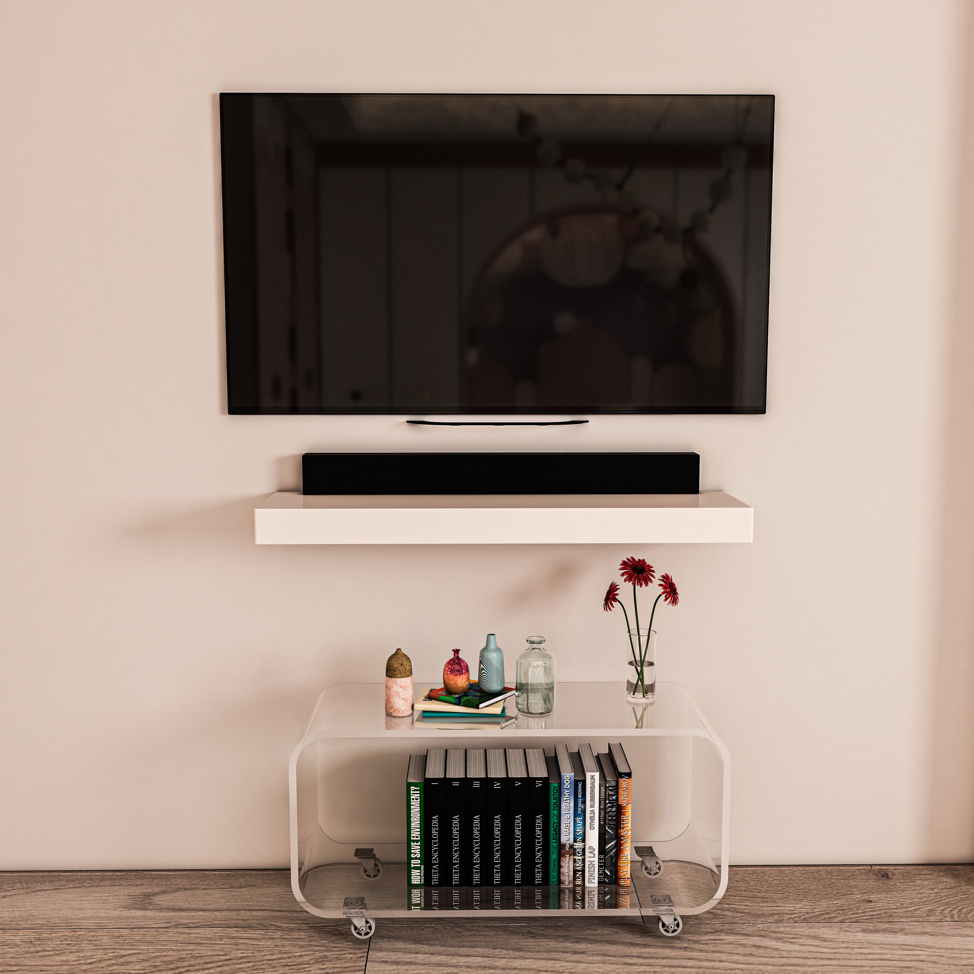 Clear plastic tv sales stand